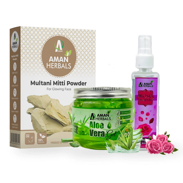 100% Pure & Natural Multani Mitti Powder With Alovera Gel & Rose Water