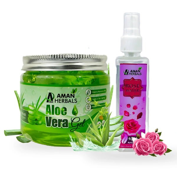 100% Pure and Natural Alovera Gel & Rose Water 2 in 1 Combo Pack