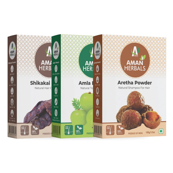 100% Pure and Natural Organic Amla, Reetha & Shikakai Powder